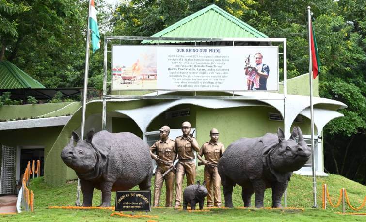 Rhino Statue at Kaziranga National Park Assam